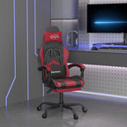 Gaming-Stuhl mit Fußstütze Schwarz und Weinrot Kunstleder