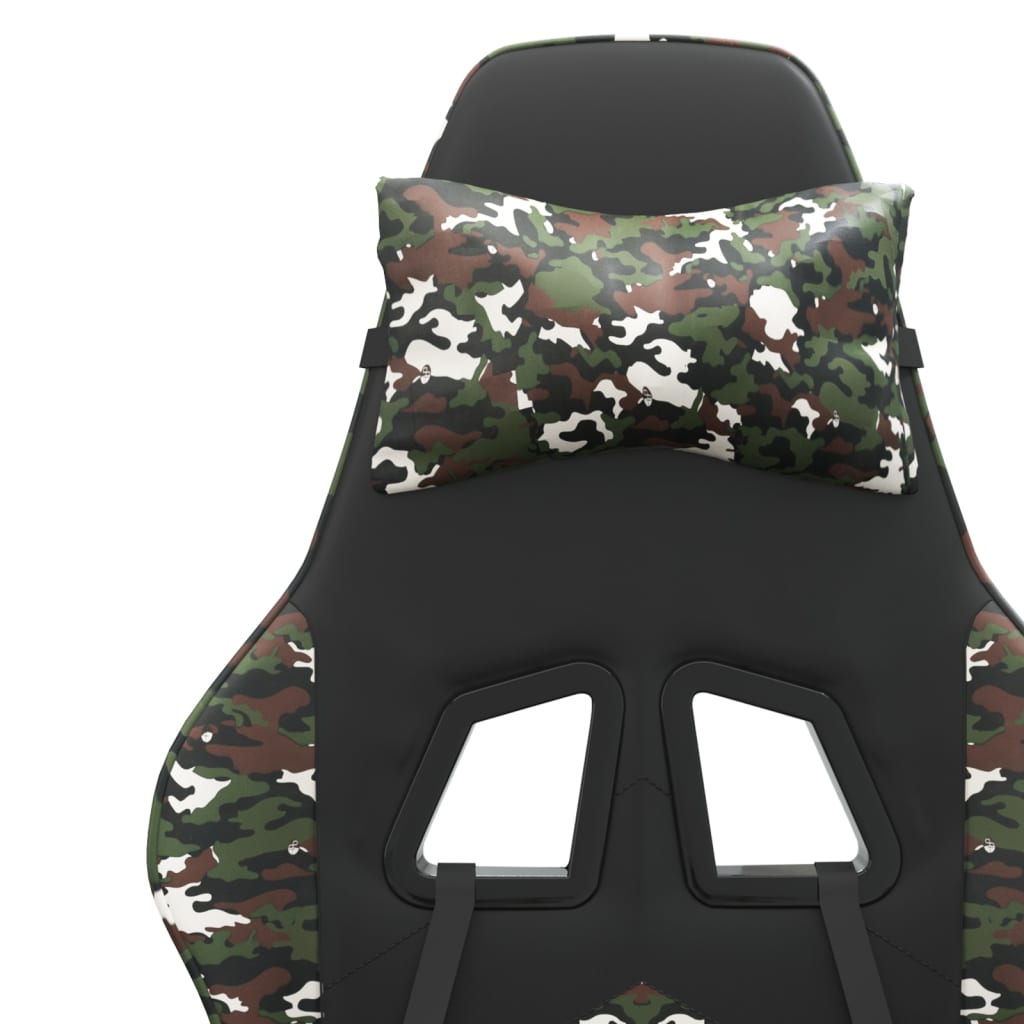 Gaming-Stuhl mit Fußstütze Schwarz und Tarnfarben Kunstleder