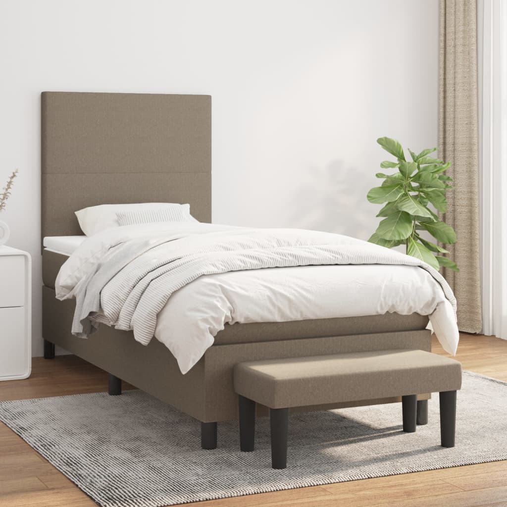 Boxspringbett mit Matratze Taupe 100x200 cm Stoff