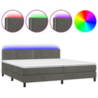 Boxspringbett mit Matratze & LED Dunkelgrau 200x200 cm Samt