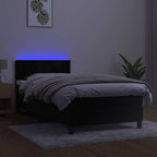 Boxspringbett mit Matratze & LED Schwarz 90x200 cm Samt