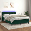 Boxspringbett mit Matratze & LED Dunkelgrün 140x200 cm Samt