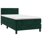 Boxspringbett mit Matratze & LED Dunkelgrün 90x190 cm Samt