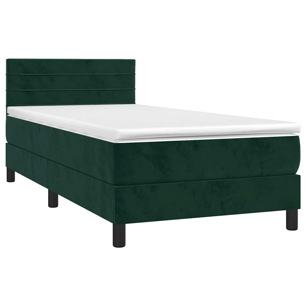 Boxspringbett mit Matratze & LED Dunkelgrün 90x190 cm Samt