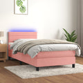 Boxspringbett mit Matratze & LED Rosa 90x190 cm Samt