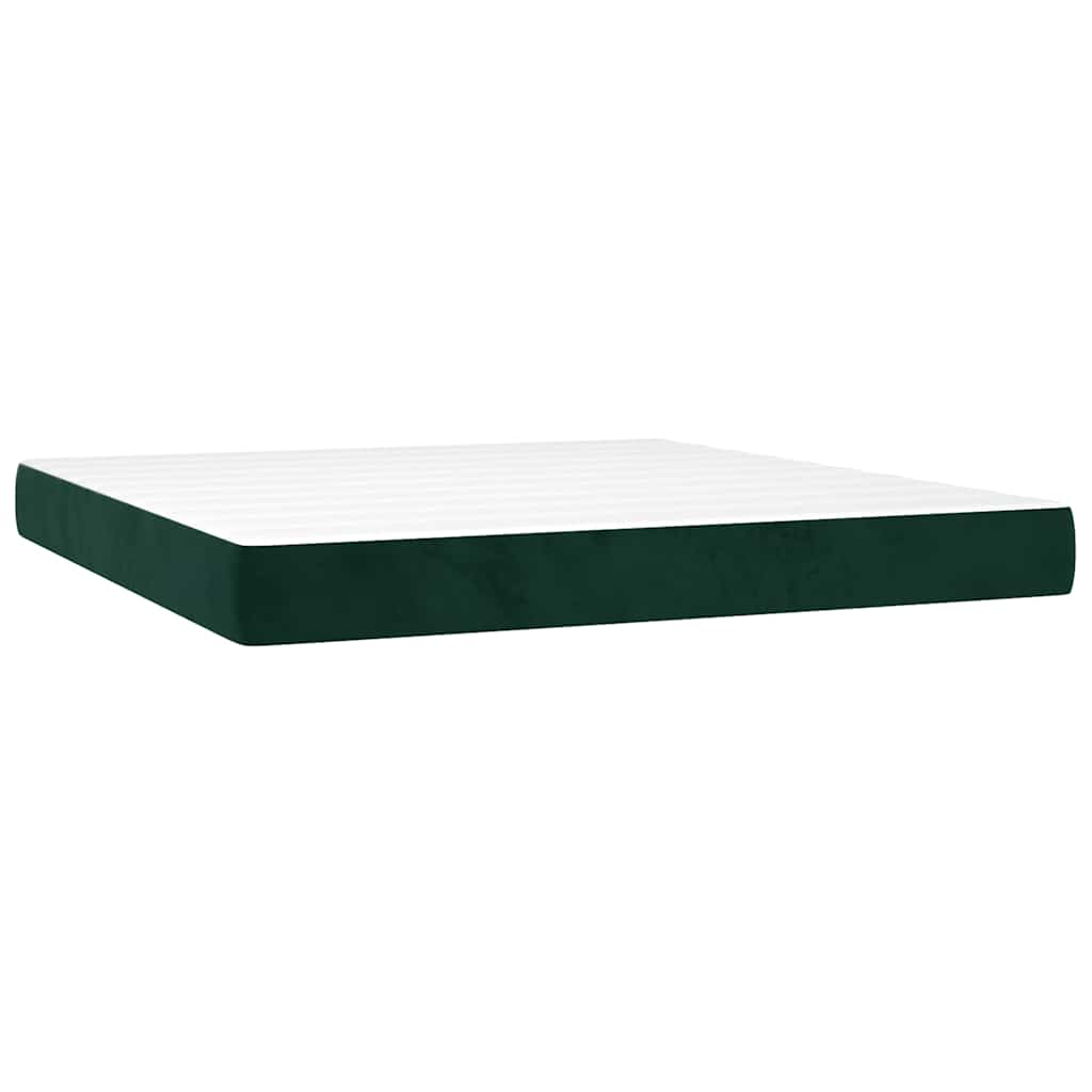 Boxspringbett mit Matratze & LED Dunkelgrün 160x200 cm Samt