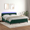 Boxspringbett mit Matratze & LED Dunkelgrün 160x200 cm Samt