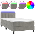 Boxspringbett mit Matratze & LED Hellgrau 80x200 cm Samt