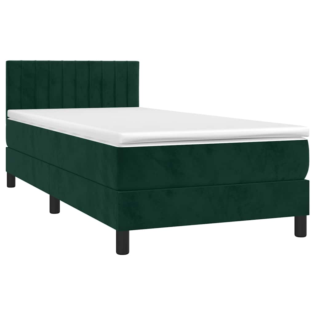 Boxspringbett mit Matratze & LED Dunkelgrün 80x200 cm Samt