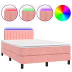 Boxspringbett mit Matratze & LED Rosa 120x200 cm Samt