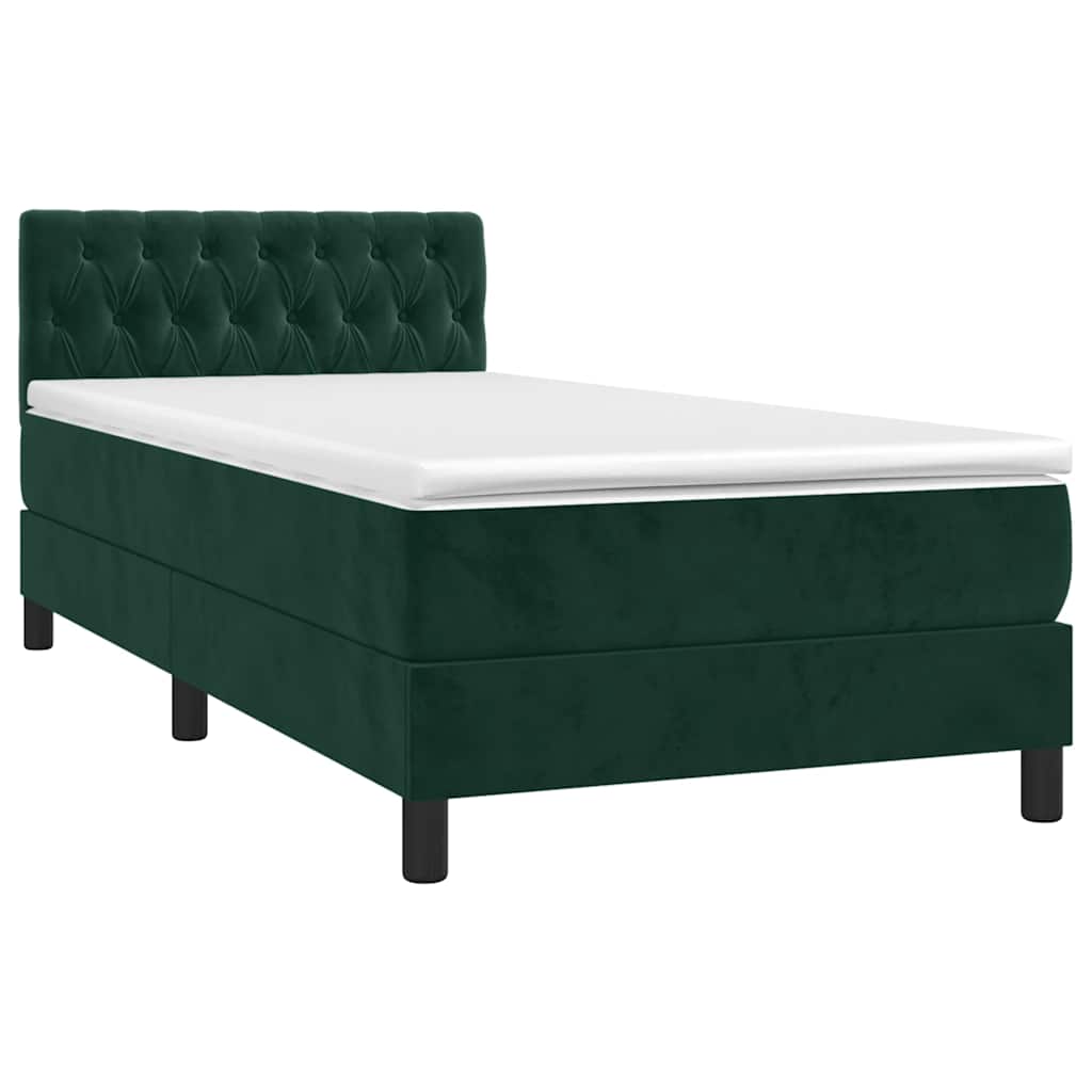 Boxspringbett mit Matratze & LED Dunkelgrün 90x190 cm Samt