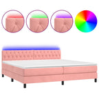 Boxspringbett mit Matratze & LED Rosa 200x200 cm Samt