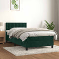 Boxspringbett mit Matratze & LED Dunkelgrün 80x200 cm Samt