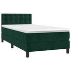 Boxspringbett mit Matratze & LED Dunkelgrün 90x190 cm Samt