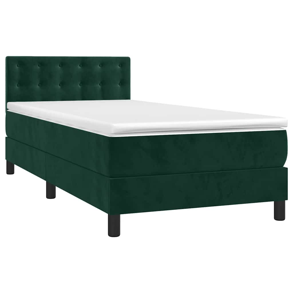 Boxspringbett mit Matratze & LED Dunkelgrün 100x200 cm Samt