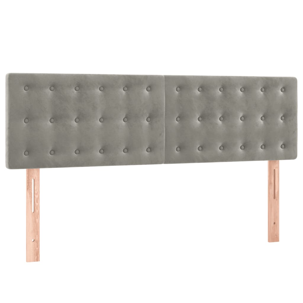 Boxspringbett mit Matratze & LED Hellgrau 140x190 cm Samt