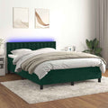 Boxspringbett mit Matratze & LED Dunkelgrün 140x190 cm Samt