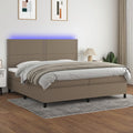 Boxspringbett mit Matratze & LED Taupe 200x200 cm Stoff