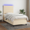 Boxspringbett mit Matratze & LED Creme 90x190 cm Stoff