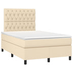 Boxspringbett mit Matratze & LED Creme 120x200 cm Stoff