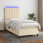 Boxspringbett mit Matratze & LED Creme 80x200 cm Stoff