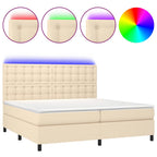 Boxspringbett mit Matratze & LED Creme 200x200 cm Stoff