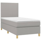 Boxspringbett mit Matratze & LED Hellgrau 80x200 cm Stoff