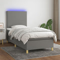 Boxspringbett mit Matratze & LED Dunkelgrau 100x200 cm Stoff