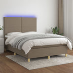 Boxspringbett mit Matratze & LED Taupe 140x190 cm Stoff
