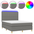 Boxspringbett mit Matratze & LED Dunkelgrau 140x200 cm Stoff