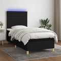Boxspringbett mit Matratze & LED Schwarz 90x200 cm Stoff