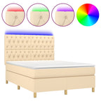 Boxspringbett mit Matratze & LED Creme 140x200 cm Stoff