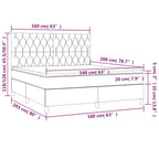 Boxspringbett mit Matratze & LED Hellgrau 160x200 cm Stoff
