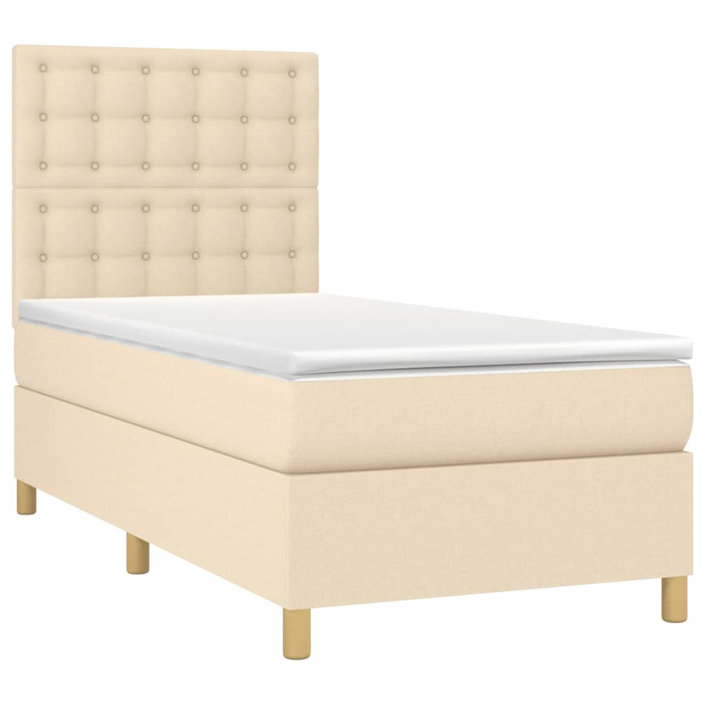 Boxspringbett mit Matratze & LED Creme 100x200 cm Stoff