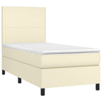 Boxspringbett mit Matratze & LED Creme 100x200 cm Kunstleder