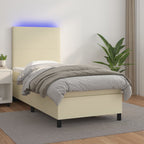 Boxspringbett mit Matratze & LED Creme 100x200 cm Kunstleder