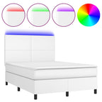 Boxspringbett mit Matratze & LED Weiß 140x200 cm Kunstleder