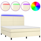 Boxspringbett mit Matratze & LED Creme 180x200 cm Kunstleder