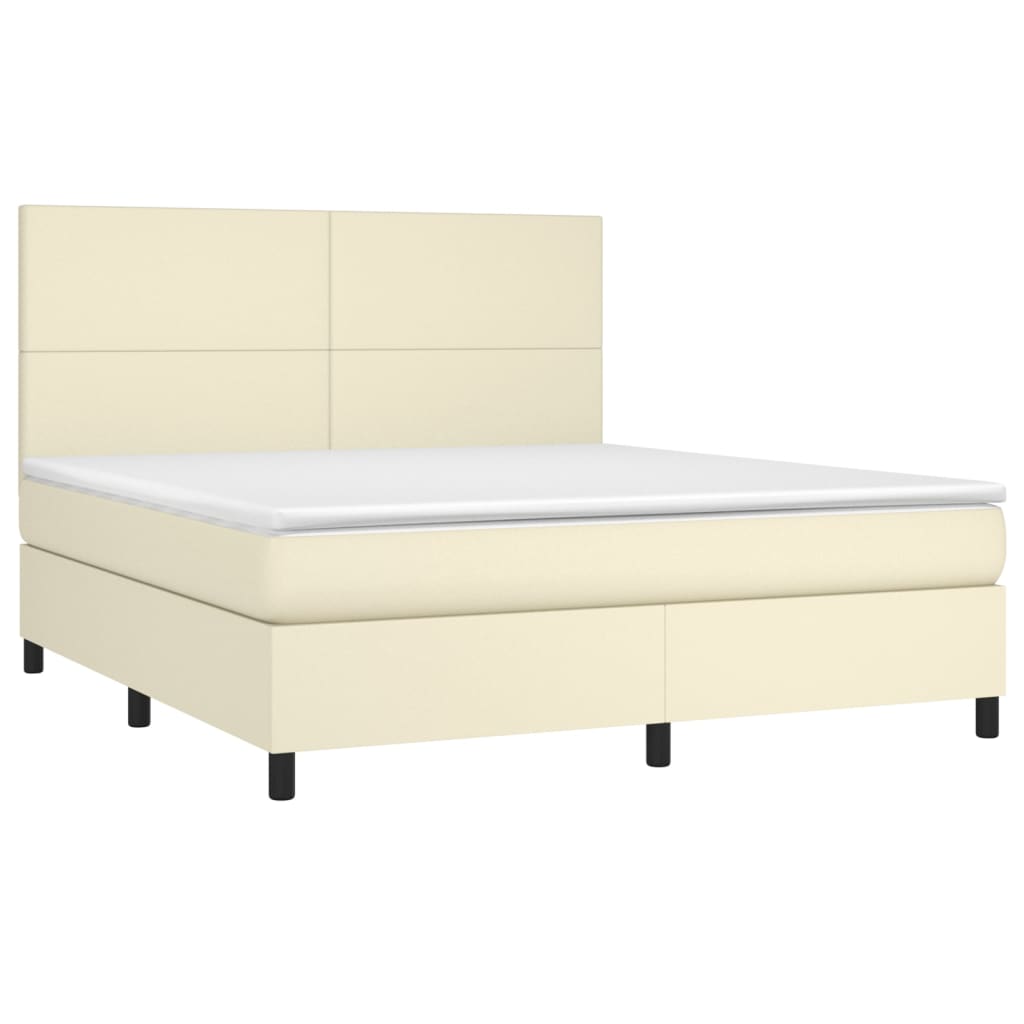 Boxspringbett mit Matratze & LED Creme 180x200 cm Kunstleder