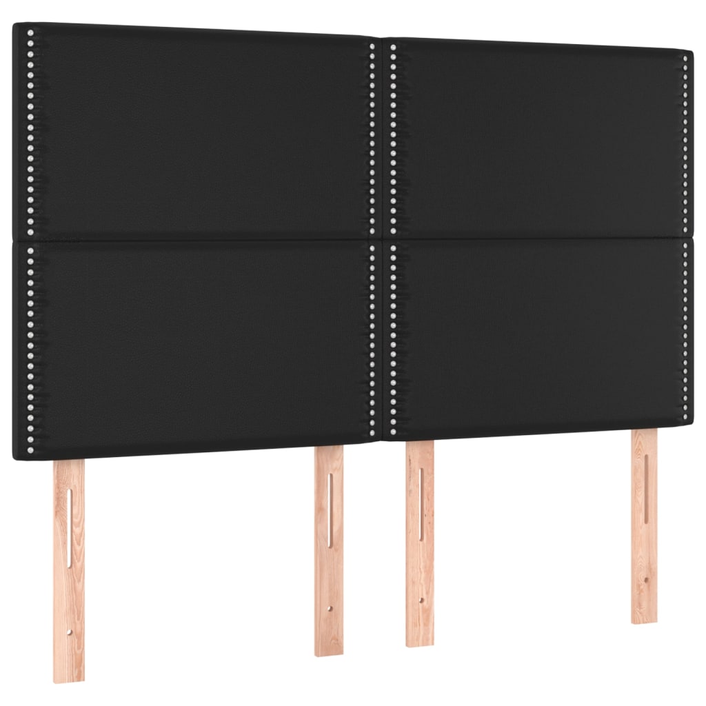 Boxspringbett mit Matratze & LED Schwarz 140x200 cm Kunstleder
