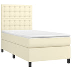 Boxspringbett mit Matratze & LED Creme 90x190 cm Kunstleder