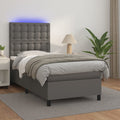 Boxspringbett mit Matratze & LED Grau 100x200 cm Kunstleder