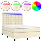 Boxspringbett mit Matratze & LED Creme 140x200 cm Kunstleder