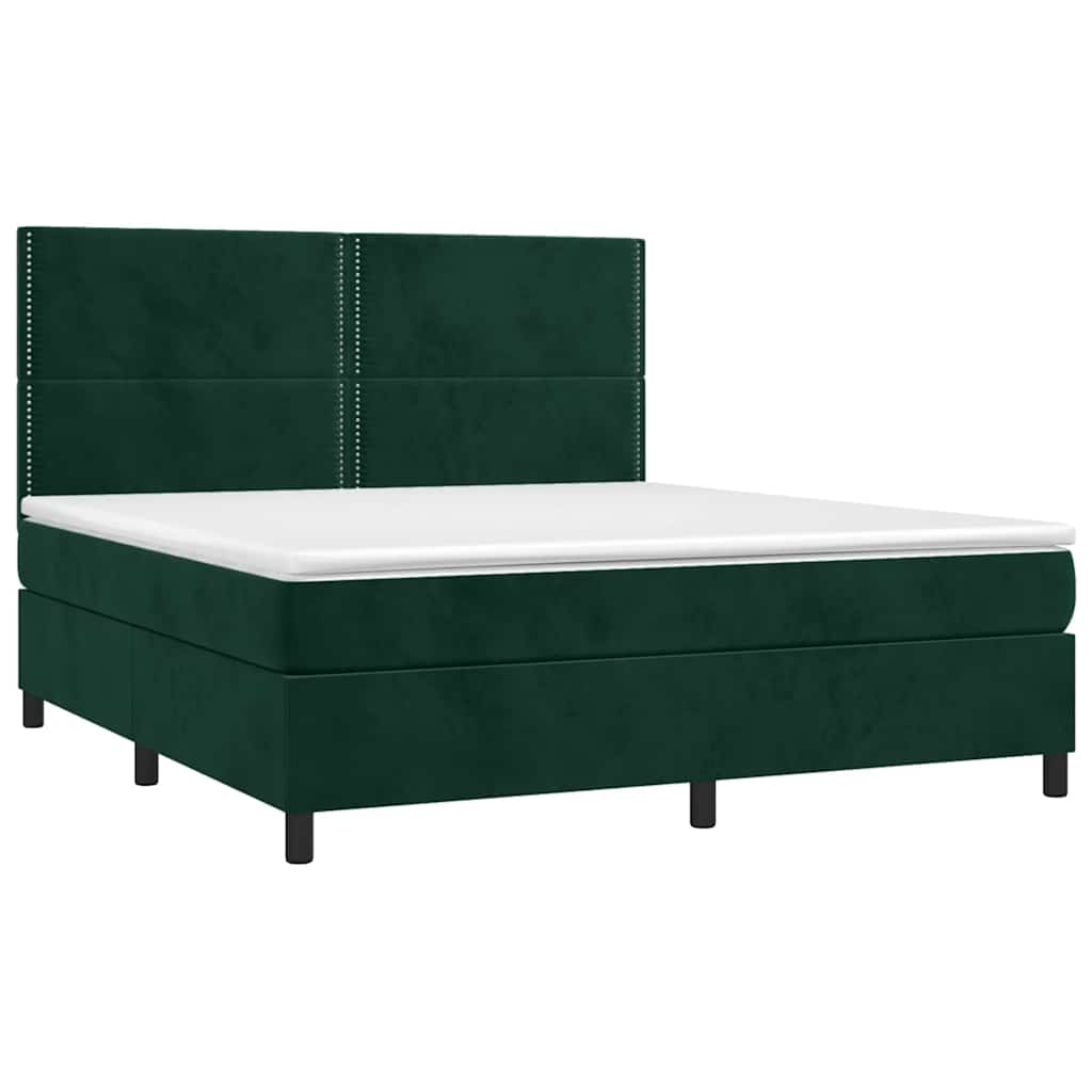 Boxspringbett mit Matratze & LED Dunkelgrün 180x200 cm Samt