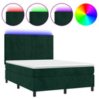 Boxspringbett mit Matratze & LED Dunkelgrün 140x190 cm Samt