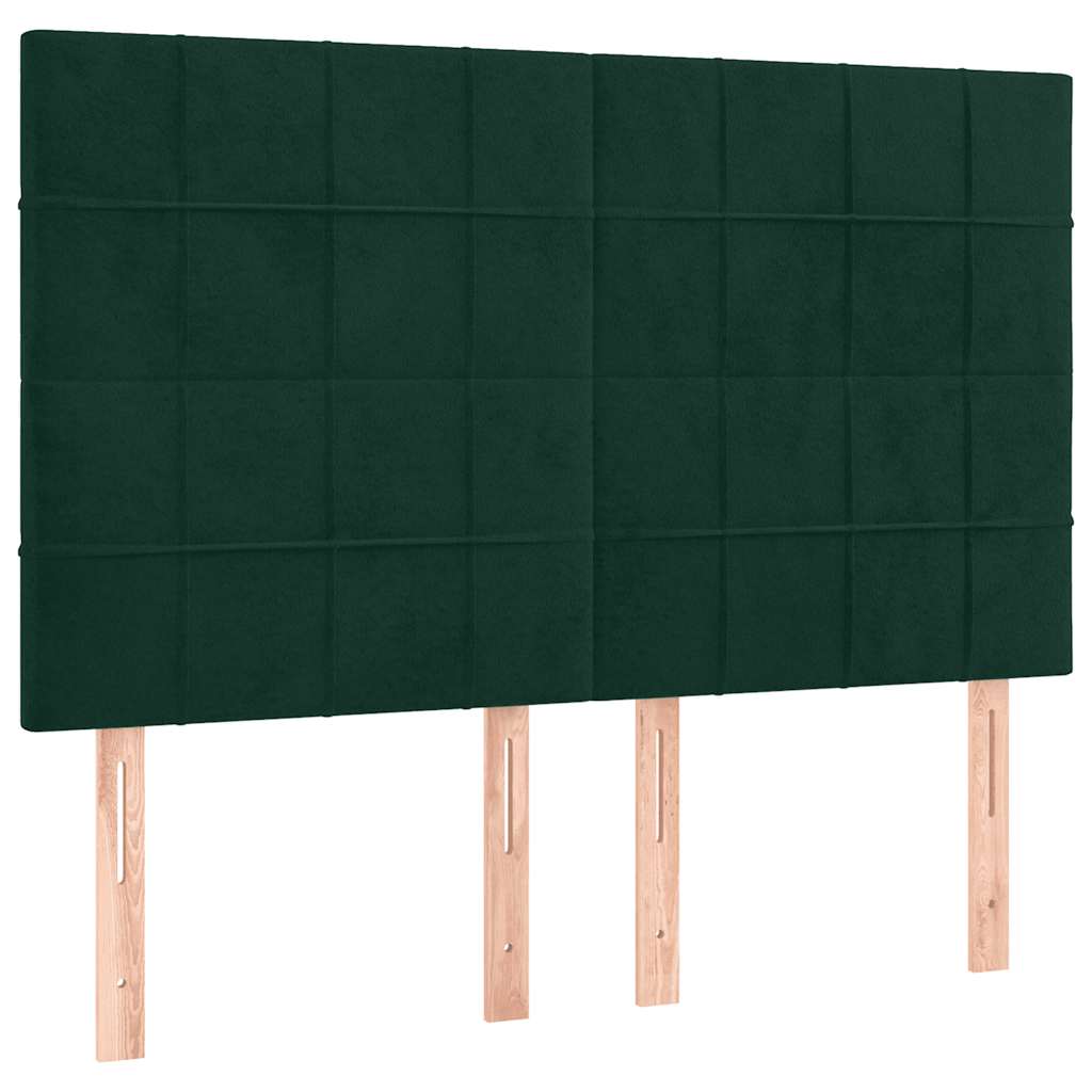 Boxspringbett mit Matratze & LED Dunkelgrün 140x190 cm Samt