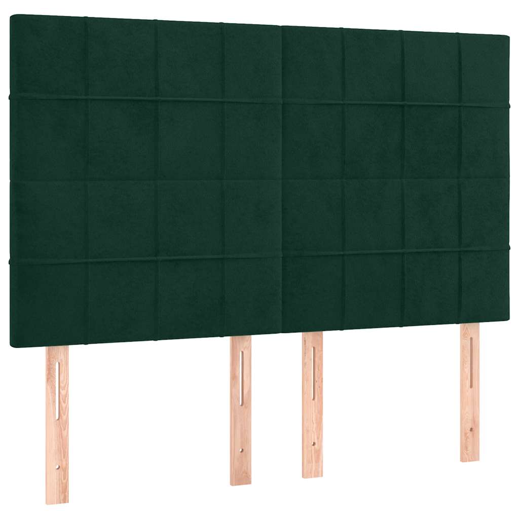 Boxspringbett mit Matratze & LED Dunkelgrün 140x200 cm Samt