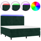 Boxspringbett mit Matratze & LED Dunkelgrün 160x200 cm Samt