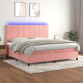 Boxspringbett mit Matratze & LED Rosa 200x200 cm Samt