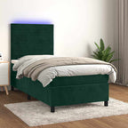 Boxspringbett mit Matratze & LED Dunkelgrün 90x200 cm Samt